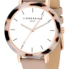 Kwartshorloge beige/roségoudkleurig/wit