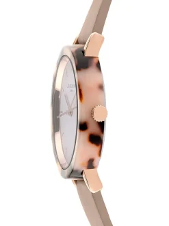 Kwartshorloge beige/roségoudkleurig/wit