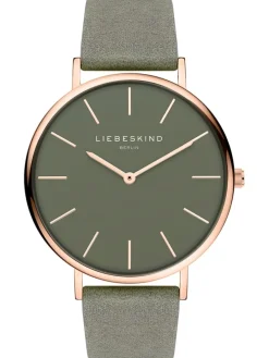 Kwartshorloge groen/roségoudkleurig