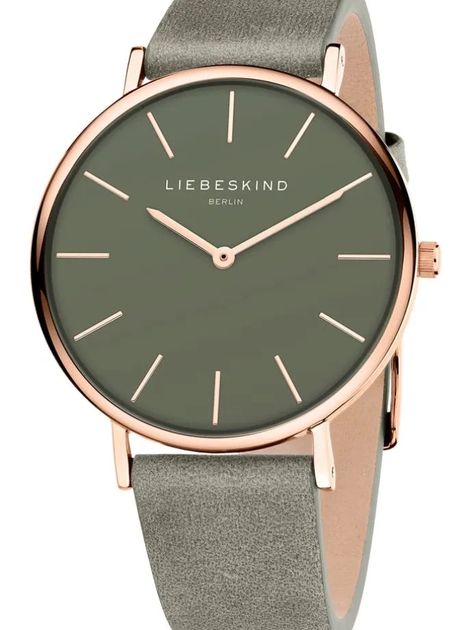 Kwartshorloge groen/roségoudkleurig