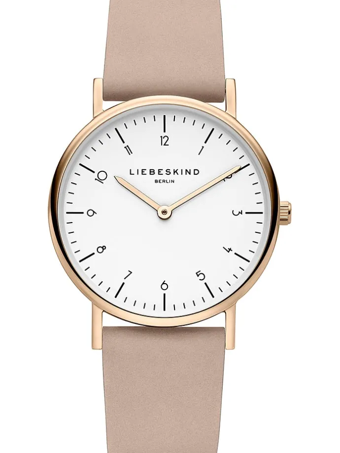 Kwartshorloge lichtroze/roségoudkleurig/wit