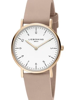 Kwartshorloge lichtroze/roségoudkleurig/wit