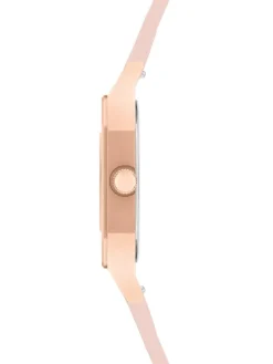 Kwartshorloge roségoudkleurig/lichtroze