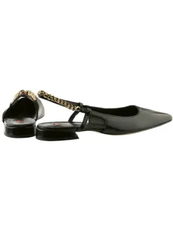Leder-Slingallerinas zwart
