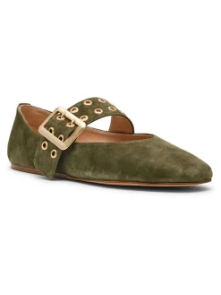Leren ballerina's "Atlantica" kaki