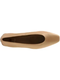Leren ballerina's beige