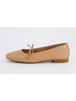 Leren ballerina's beige