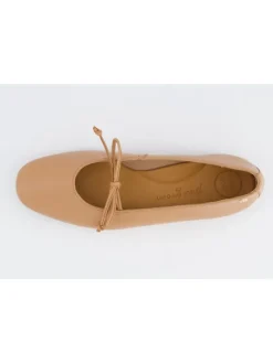 Leren ballerina's beige