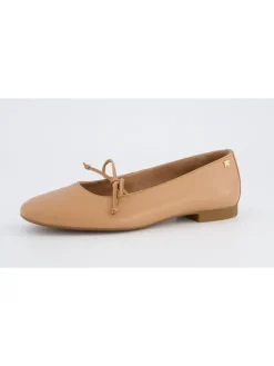 Leren ballerina's beige