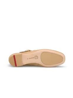 Leren ballerina's beige
