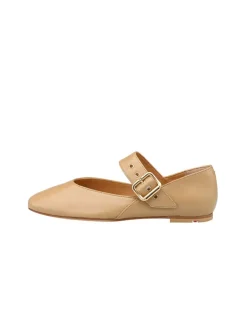 Leren ballerina's beige