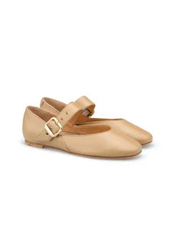 Leren ballerina's beige
