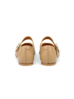 Leren ballerina's beige