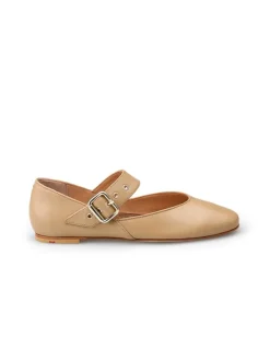 Leren ballerina's beige