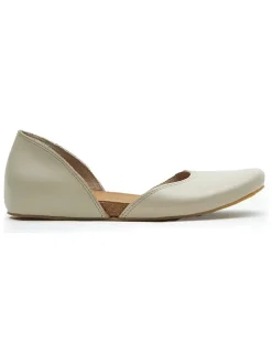 Leren ballerina's beige