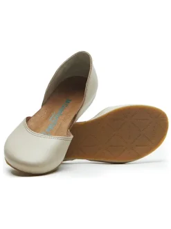 Leren ballerina's beige