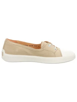 Leren ballerina's beige