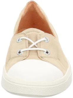 Leren ballerina's beige