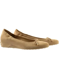 Leren ballerina's beige