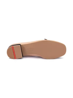 Leren ballerina's beige