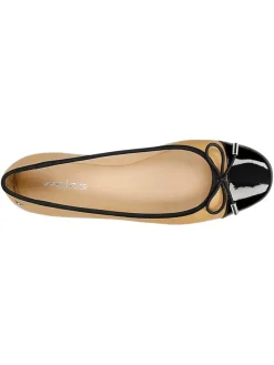 Leren ballerina's beige/zwart