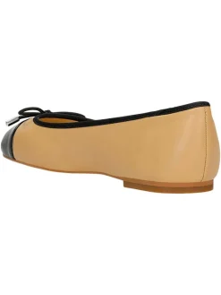 Leren ballerina's beige/zwart