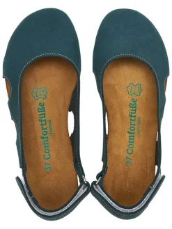 Leren ballerina's blauw
