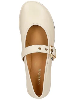 Leren ballerina's crème