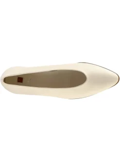 Leren ballerina's crème