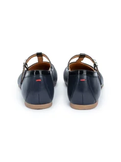 Leren ballerina's donkerblauw