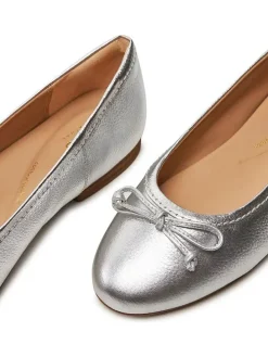 Leren ballerina's "Fawna" zilverkleurig