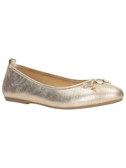 Leren ballerina's goudkleurig