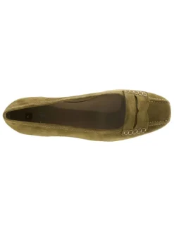 Leren ballerina's kaki