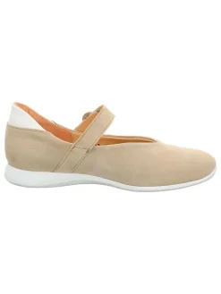 Leren ballerina's met bandje beige