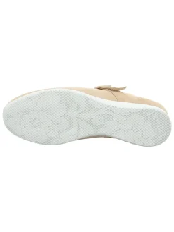 Leren ballerina's met bandje beige
