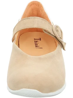 Leren ballerina's met bandje beige