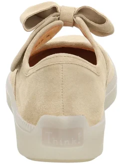 Leren ballerina's met bandje beige