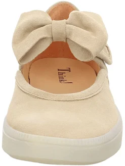 Leren ballerina's met bandje beige
