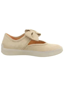 Leren ballerina's met bandje beige
