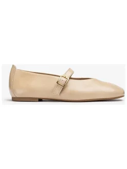 Leren ballerina's met bandje beige