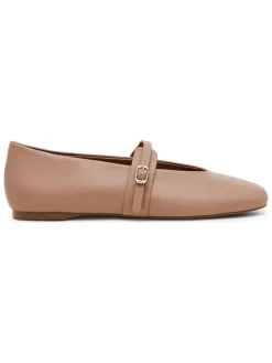 Leren ballerina's met bandje lichtroze