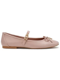 Leren ballerina's met bandje lichtroze