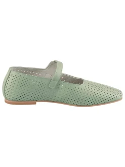 Leren ballerina's met bandje mintgroen