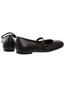 Leren ballerina's met bandje "Mia" zwart