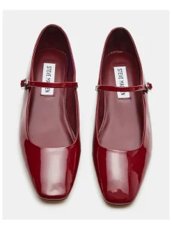 Leren ballerina's met bandje rood