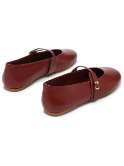 Leren ballerina's met bandje rood