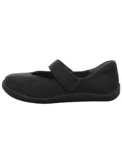 Leren ballerina's met bandje zwart