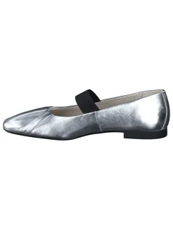 Leren ballerina's met bandje zilverkleurig