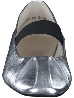 Leren ballerina's met bandje zilverkleurig