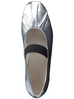 Leren ballerina's met bandje zilverkleurig